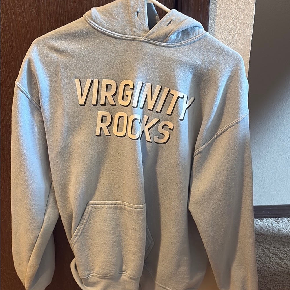 Light Blue Hoodie with Bold Text